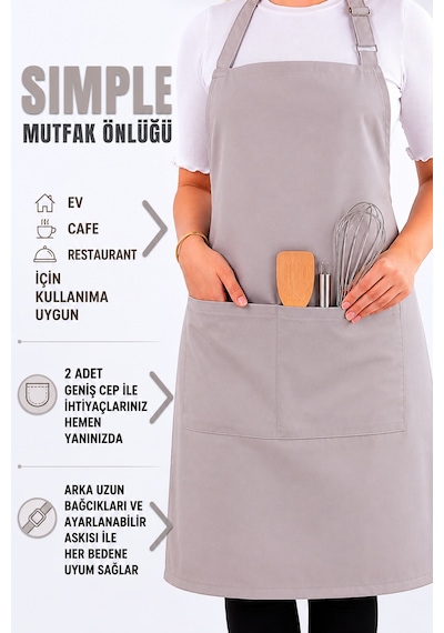 Simple Ayar Askılı Mutfak Önlüğü Pastel Yeşil Çok Renkli