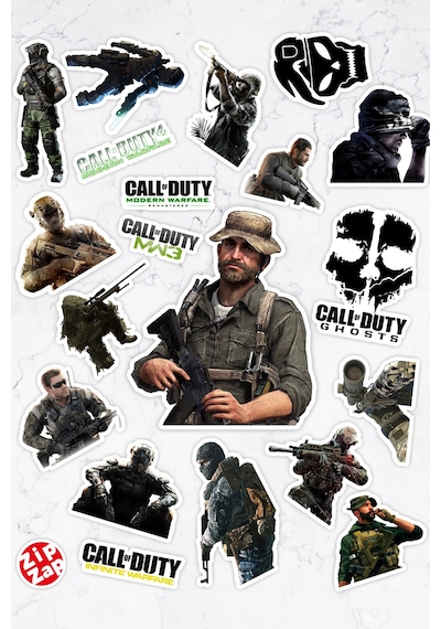 Call Of Duty Video Oyun Telefon Laptop Yapışkanlı Folyo Sticker Paketi 20 Adet Çok Renkli