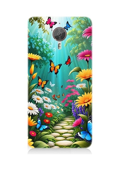 General Mobile Gm5 Plus Uyumlu Çiçekler Ve Kelebekler Desenli Silikon Kılıf