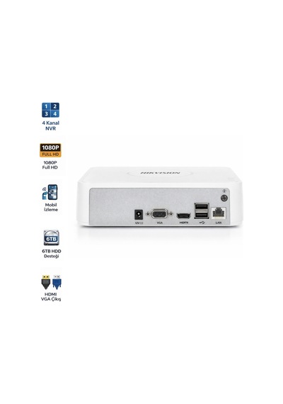 Ds-7104nı-q1 4 Kanal Ip Nvr 60mbps Ağ Bant Genişliği