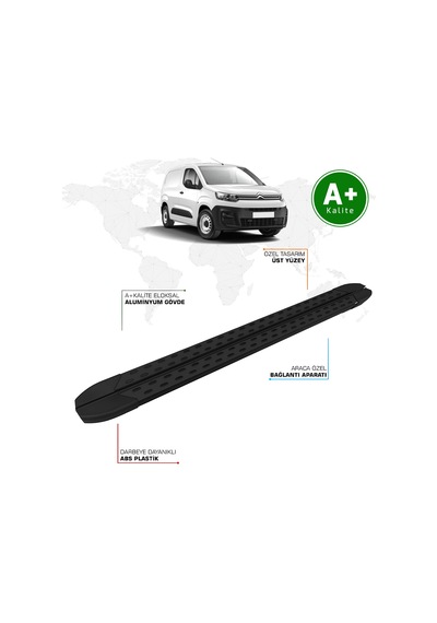Citroen Berlingo Panelvan Yan Basamak Uzun Şasi 2019 Model Ve Sonrası Trimline Siyah