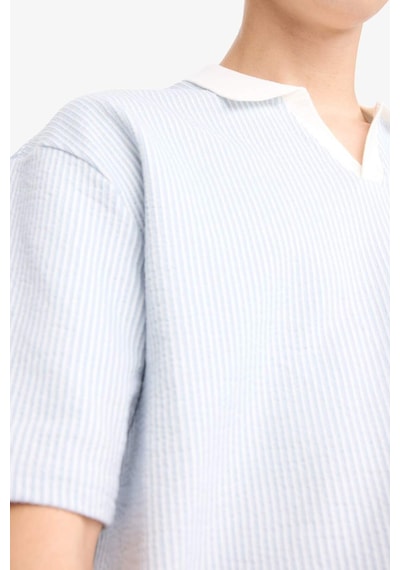 Defacto Dokulu Boxy Fit Polo Tişört F8351AX25AU