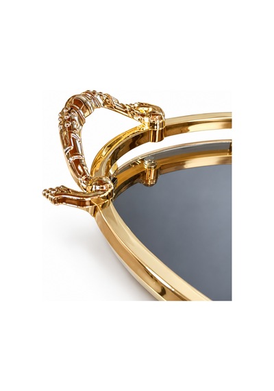 Gold Kaplama Füme Aynalı Söz Nişan Tepsisi 2 Li Set Kız İsteme, Damat Kahve Ve Sunum Tepsisi - 929146826 Diğer