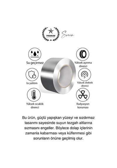 20 Mt Parlak Metalik Gri Tezgah Lavabo Kenar Bandı Sızdırmaz Isıya Dayanıklı Bant Su İzolasyon 1 Ad.