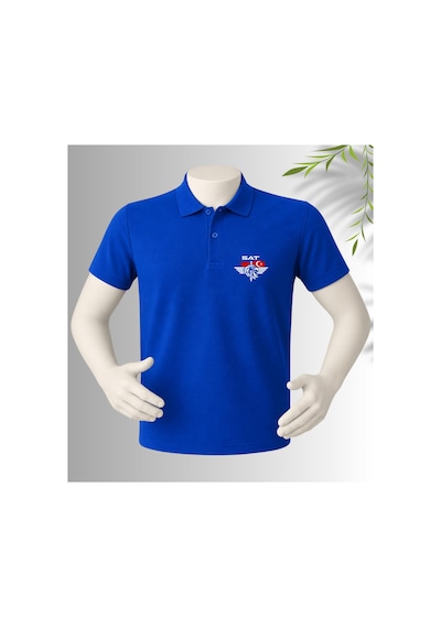 Dafri Özel Tasarım Sat Baskılı Polo Yaka %100 Pamuklu T-shirt Mavi
