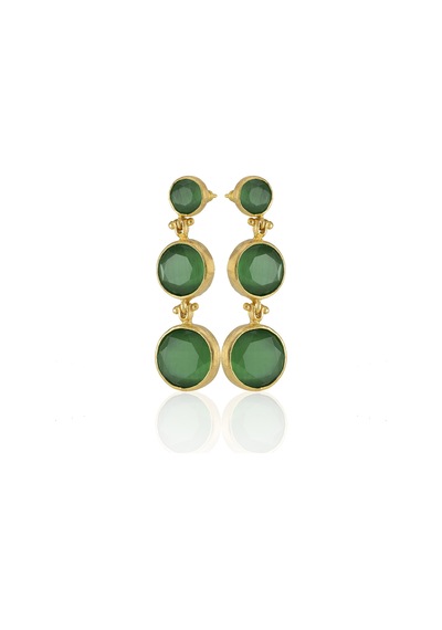 Kadir Jewellery 22 Ayar Altın Kaplama Vintage Küpe -el İşçiliği Ve Hipoalerjenik Küpe Yeşil 63586575