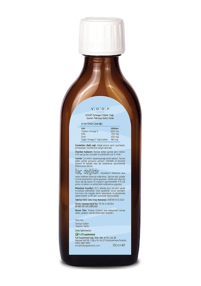 Voop Portakal Aromalı Omega 3 Balık Yağı Şurup 150 ML