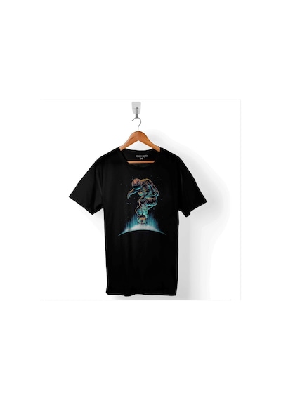 Astronot Uzay Cosmos Ay Dünya Gezegen Galaksi Baskılı Tişört Unisex T-shirt 001