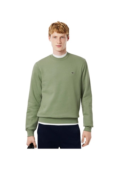 Lacoste Men's Classic Fit Şardonsuz Bisiklet Yaka Sweatshirt Yeşil