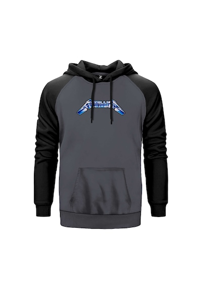 Metallica Logo Blue Gri Renk Reglan Kol Sweatshirt Gri