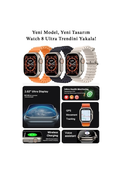 Wearfitpro 49mm Çift Kordon Kilitli Vidalı Gs Ultra 8 Max Watch 8 Ultra 2.08 Ekran Akıllı Saat