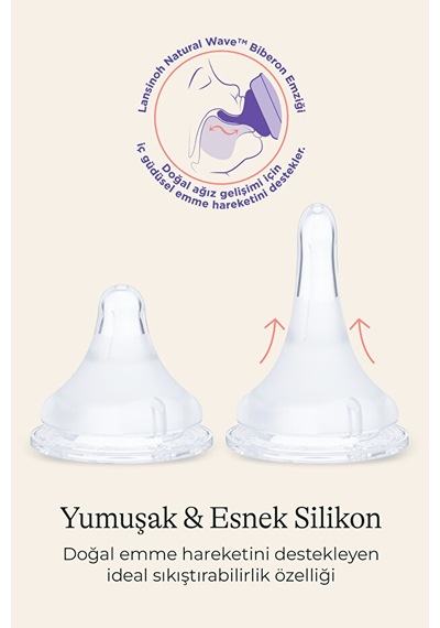 Lansinoh® NaturalWave® 2'li Biberon Emziği Hızlı Akışlı (6 Ay+)
