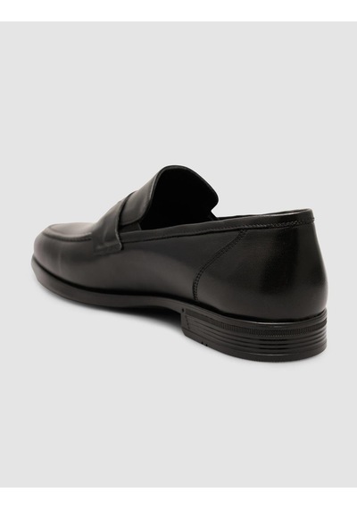 Cabani Hakiki Deri Klasik Siyah Erkek Loafer Ayakkabı Siyah
