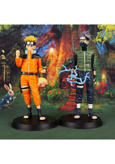 Naruto: Shippuden Naruto Uzumaki Kakashi Hatake Anime Manga Karakter Figür Seti 2 Kahraman Bir Arada Naruto - Bandai