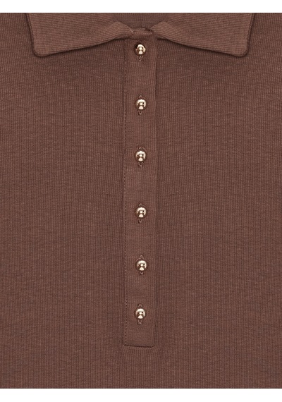Dilvin 32671 Düğme Detaylı Polo Yaka Top-açık Kahve Açık Kahverengi