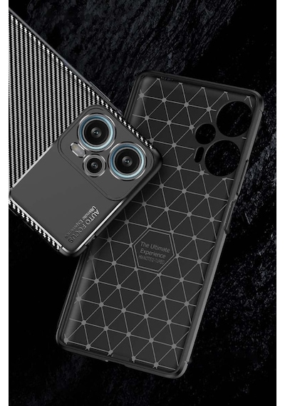Xiaomi Poco F5 Kilif Lens Karbon Tasarim Negro Silikon Kapak