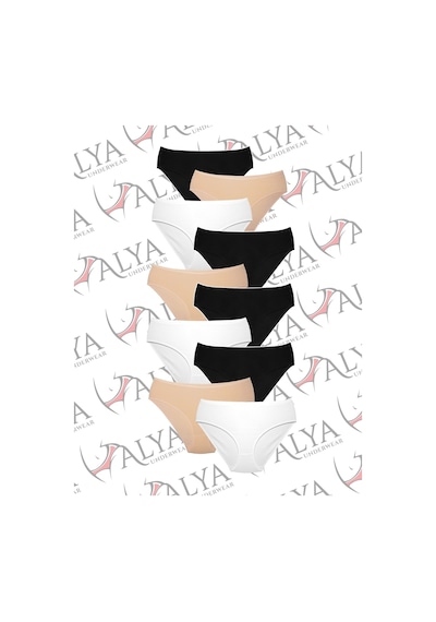 Alya Underwear Kadın Külot Basic Slip Renkli Pamuklu Iç Çamaşırı 10'lu Paket Multicolor-x32 Multicolor - X35