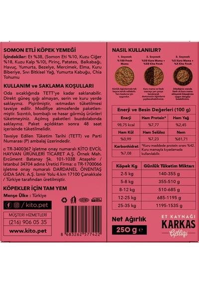 Kito Fresh Somon Etli Taze Yetişkin Köpek Yemeği 6 x 250 G