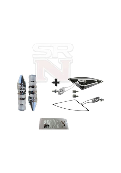 Cg Cup Scooter Yarasa Üçgen Gri Ayna 8mm 10mm + Modifiye Sivri Elcik Seti Srn