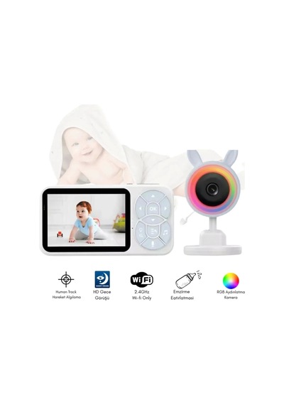 Bebek Kamerası Kumandalı Monitörlü Konuşma Özellikli Işıklı Gece Görüslü Hatırlatıcılı Kamera