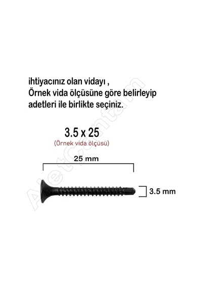 Matkap Uçlu Alçıpan Vidası Siyah 3.5 X 35 Mm 100 Adet, Hr01119101