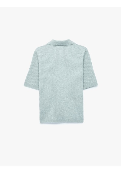 Koton Regular Fit Kısa Kollu Polo Yaka Triko Kazak Gri 7wak90215ht