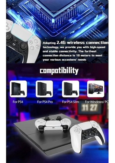 P4 Plus Bluetooth Titreşimli Ps4/ps5 Uyumlu Pc Telefon Joystick Kablosuz Oyun Kolu