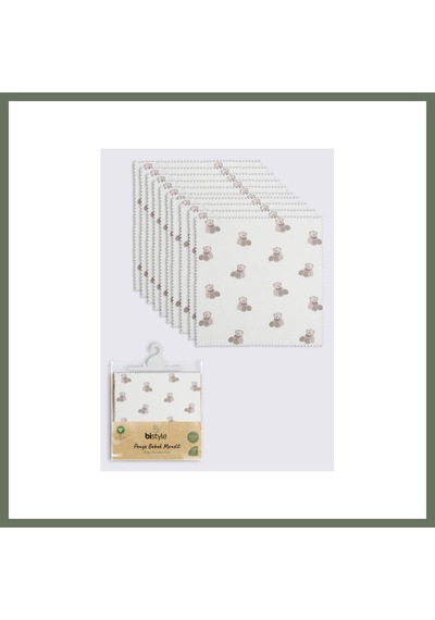 Bezos Bear 20x20 10'lu Penye Mendil 90162 Ekru Renk: Ekru Bezos1