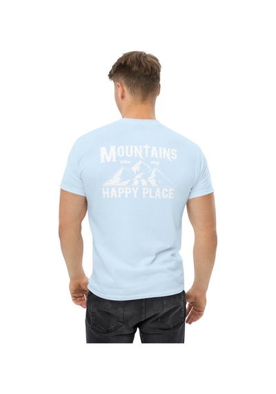 Wildstyle Mountains Are My Happy Place Dağcı Doğa Kamp Baskılı Unisex Pamuklu Tişört Bebek Mavisi