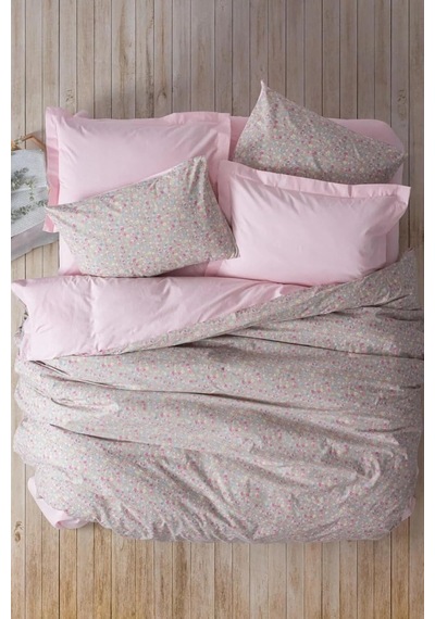 Petite Sihu Pembe%100 Pamuk Tek Kişilik Lastik Çarşaflı Nevresim Takımı Genel