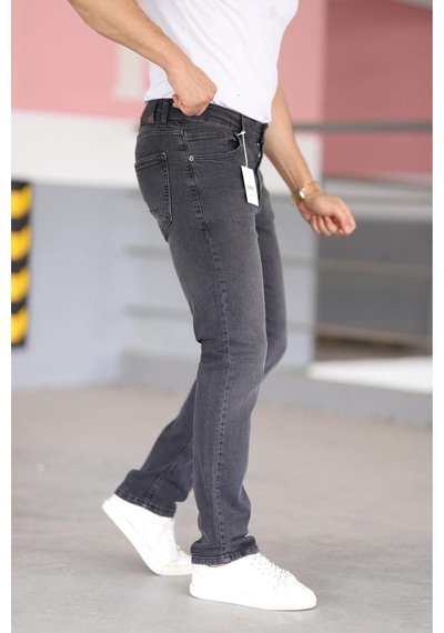 Bürke Premium Erkek Antrasit Renk Regular Fit Rahat Kesim Esnek Likralı Denim Jeans Kot Pantolon