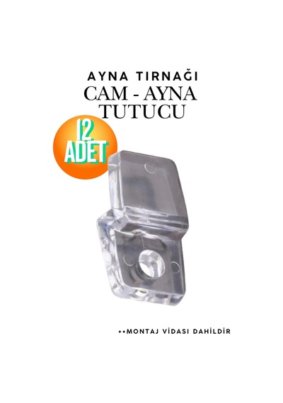 Şeffaf Plastik Ayna Tırnağı Duvar Cam Tutucu Sabitleme Aparatı 12 Adet Cam Ve Ayna Sabitleme Seti 12'li Ayna Tırnağı Duvara Montaj Cam Tutucu Aparat Şeffaf Şeffaf