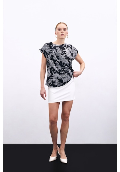 Sateen Aksesuar Detaylı Bluz - Siyah-135901 Siyah