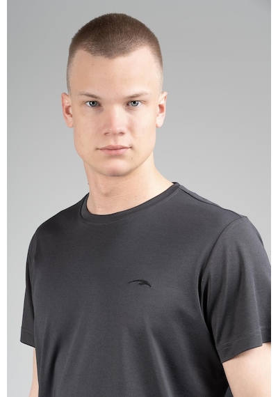 Maraton Regular Erkek Bisiklet Yaka Siyahmelanj T-shirt Siyah - Melanj