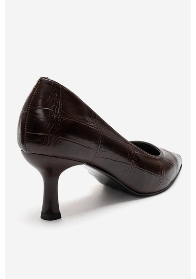 Luvishoes Arel Kahverengi Baskı Kadın Topuklu Ayakkabı