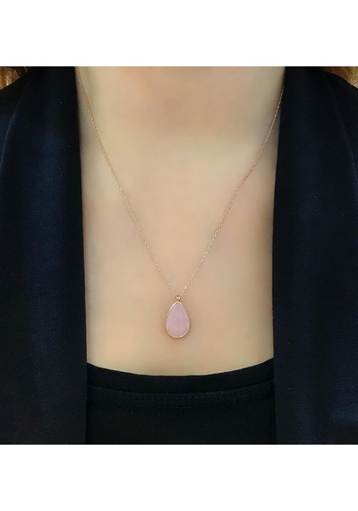 Stela Pembe Kuvars Damla Kolye 553511993