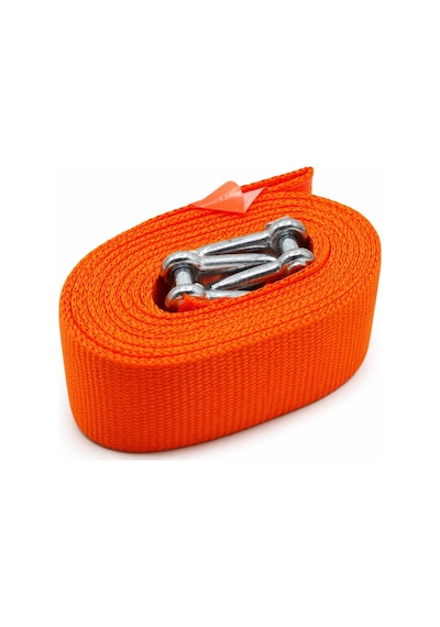 Oto Çekme Halatı, Turuncu, 3 Metre, 3 Ton, 50 Mm Genişlik, Vidalı Kancalı, Araç Kurtarma İçin