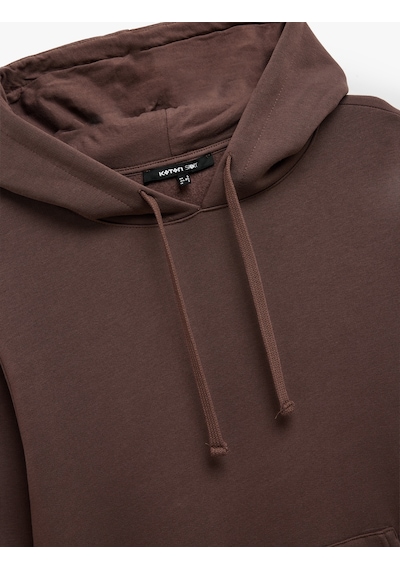Koton Kapüşonlu Uzun Kollu Kanguru Cepli Oversize Spor Sweatshirt Mürdüm 6wak10040nk Mor
