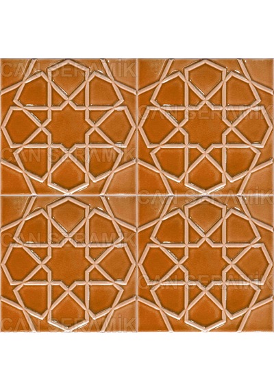 Can Seramik - 20x20 Cm. Kabartmalı Selçuklu Yıldızı Çini Karo N11.132