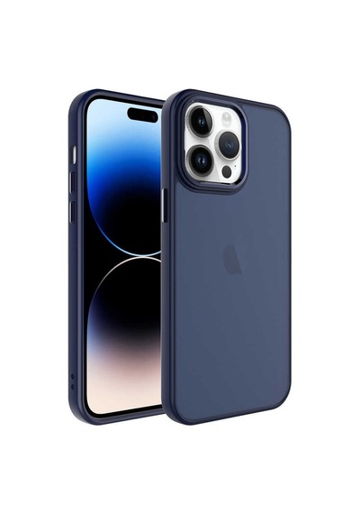 Zeyline Apple Uyumlu iPhone 14 Pro Max Buzlu Sert Pc Zore May Kapak-lacivert