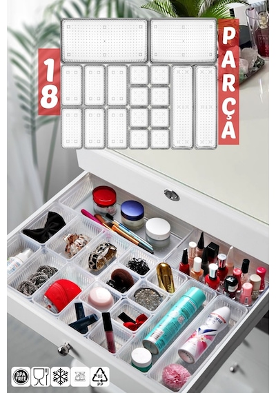 Nandy Home 18 Parça Çekmece İçi Düzenleyici, Organizer Set Beyaz