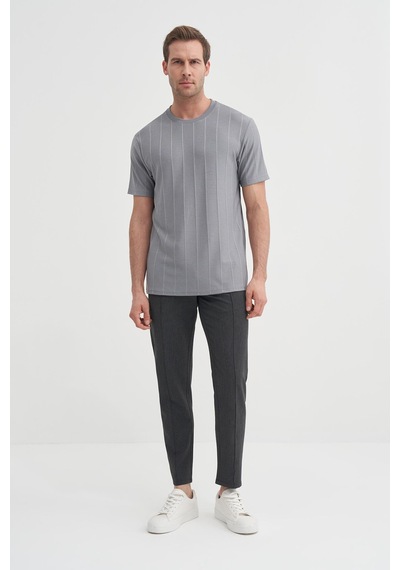 Cazador 42030 Erkek Bisiklet Yaka T-shirt Gri