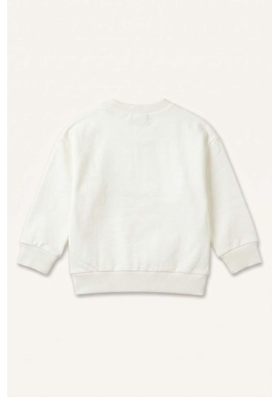 Defacto %100 Pamuk Oversıze Bisiklet Yaka Ayıcık Baskılı Sweatshirt Kumaşı Sweatshirt Erkek Bebek H9785a526auer118 Ekru-er118