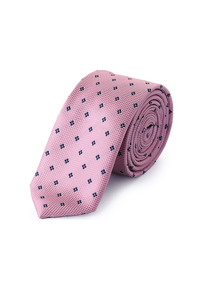 Hatemoğlu Pembe Desenli Micro Casual Kravat Pembe