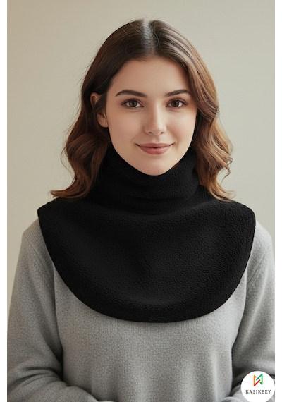 Leiste Kadın Peluş Bolero Omuz Şalı Etol Boyunluk Welsoft Peluş Kışlık Omuz Şalı Boyunluk Siyah