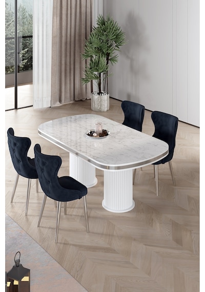 Canisa Galya Serisi Lak Panel 90x168 Sabit Beyaz Mermer Desen Mutfak Masa Takımı 4 Sandalye Beyaz Mermer Masa Antrasit Sandalye Canisa Galya Serisi Lak Panel 90x168 Sabit Beyaz Mermer Desen Mutfak Masa Takımı 4 Sandalye Beyaz Mermer Masa Antrasit Sandalye