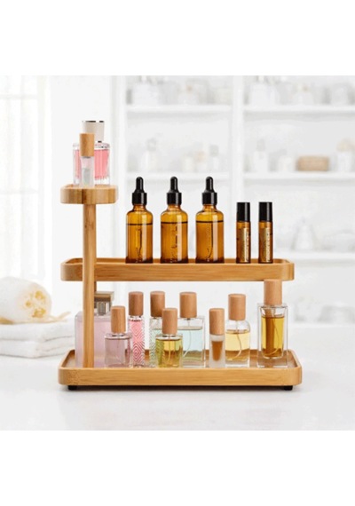 Bambu Soft Stand 3 Katlı Doğal Bambu Organizer Şık Ve Dayanıklı Çok Amaçlı Stand Açık Ahşap