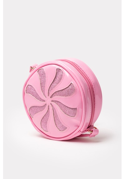 İcone Bag Yuvarlak Kız Çocuk Çantası Simli Suni Kız Çocuk Çantası Pembe