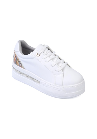 Shoetek Olala Kadın Sneakers Bağcıklı Arka Desenli Spor Ayakkabı Beyaz Deri Beyaz Shoetek Olala Kadın Sneakers Bağcıklı Arka Desenli Spor Ayakkabı Beyaz Deri Beyaz