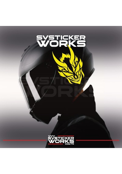 Dragon Ejder Kask Sticker Tüm Kasklar Uyumlu Tek Yön 1 Adet Sarı